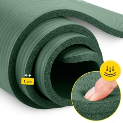4FIZJO Mata do ćwiczeń fitness i jogi NBR 180 × 60 × 1 cm szałwiowa zieleń Zielony New