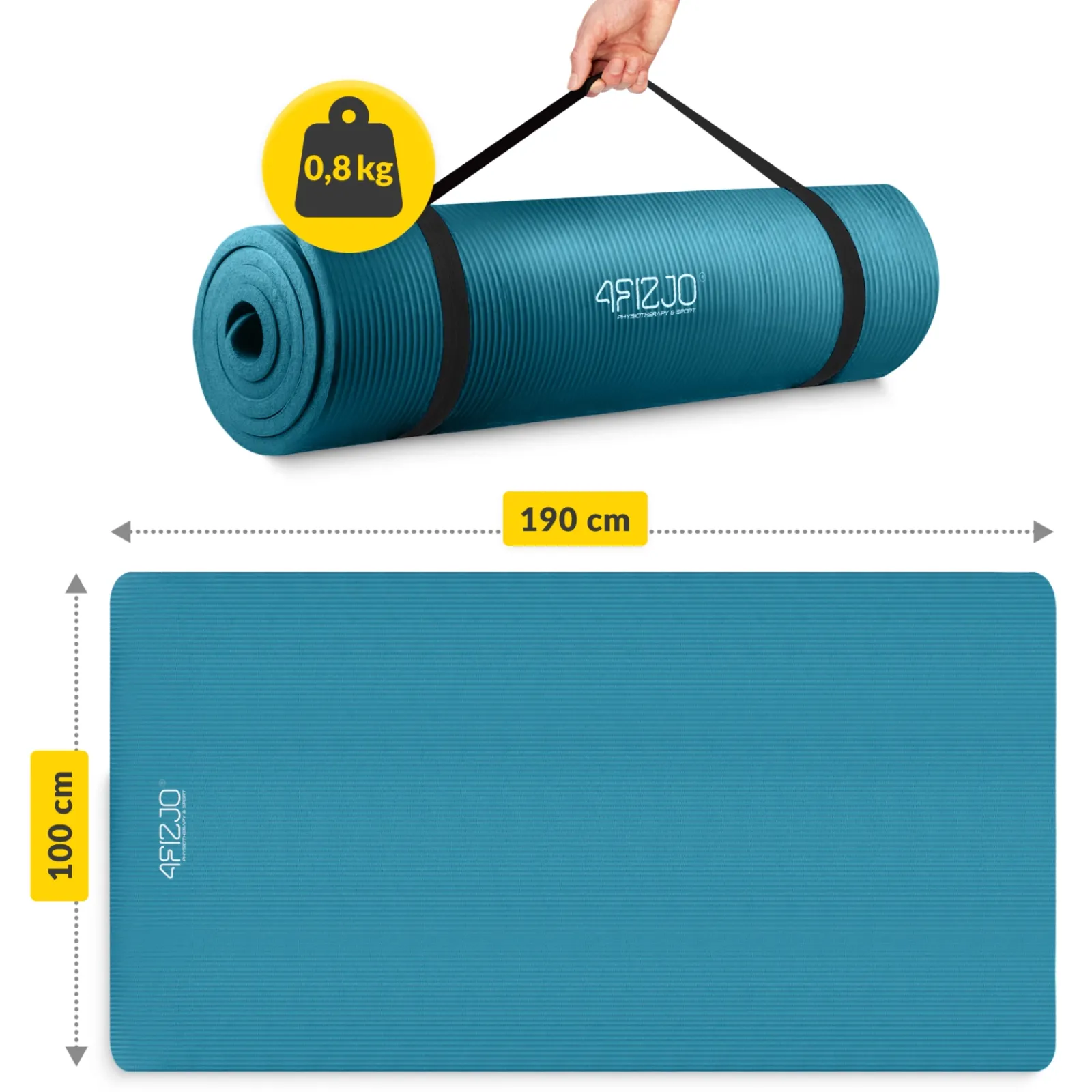 4FIZJO Mata do ćwiczeń fitness i jogi NBR 190 × 100 × 1,5 cm niebieska Sale