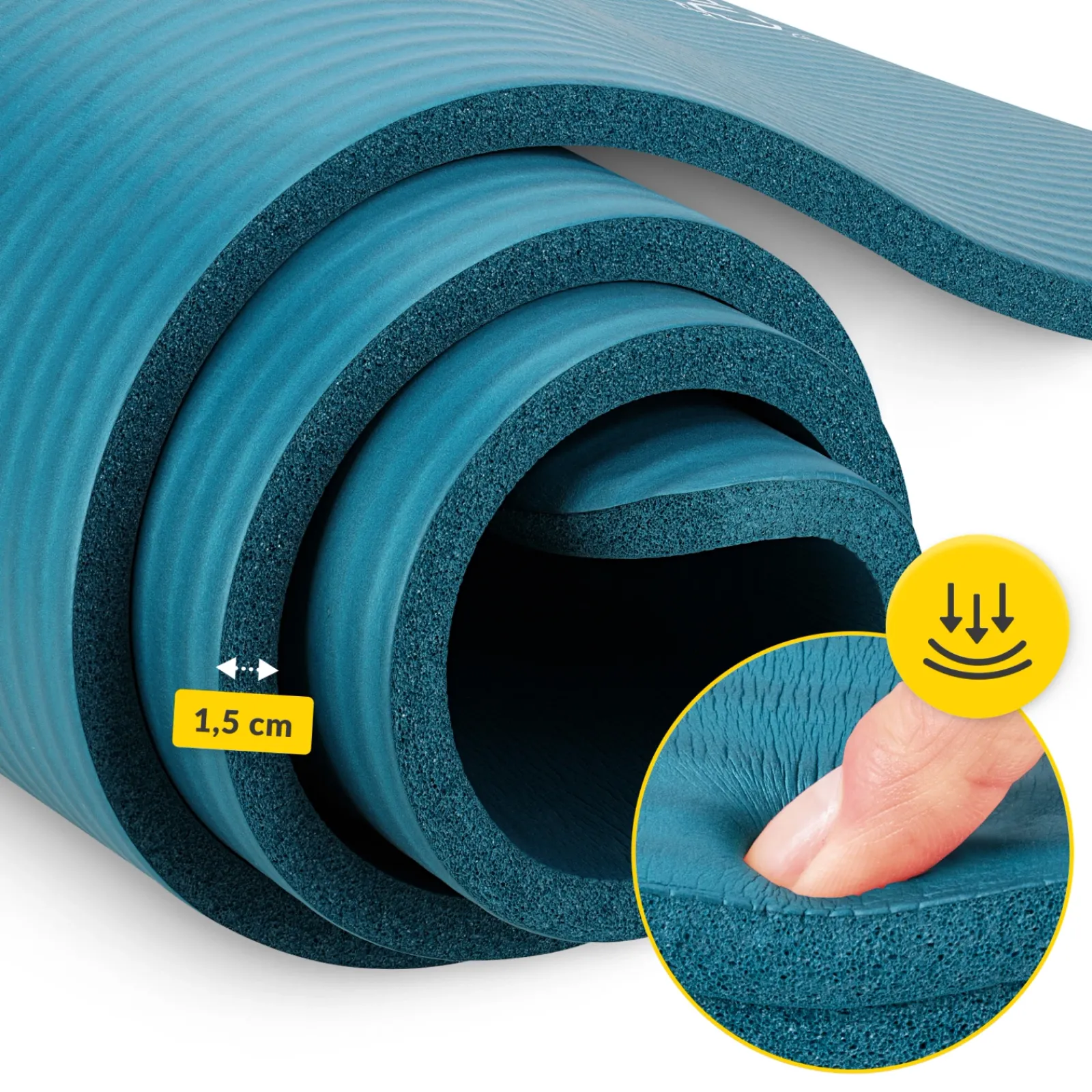 4FIZJO Mata do ćwiczeń fitness i jogi NBR 190 × 100 × 1,5 cm niebieska Sale