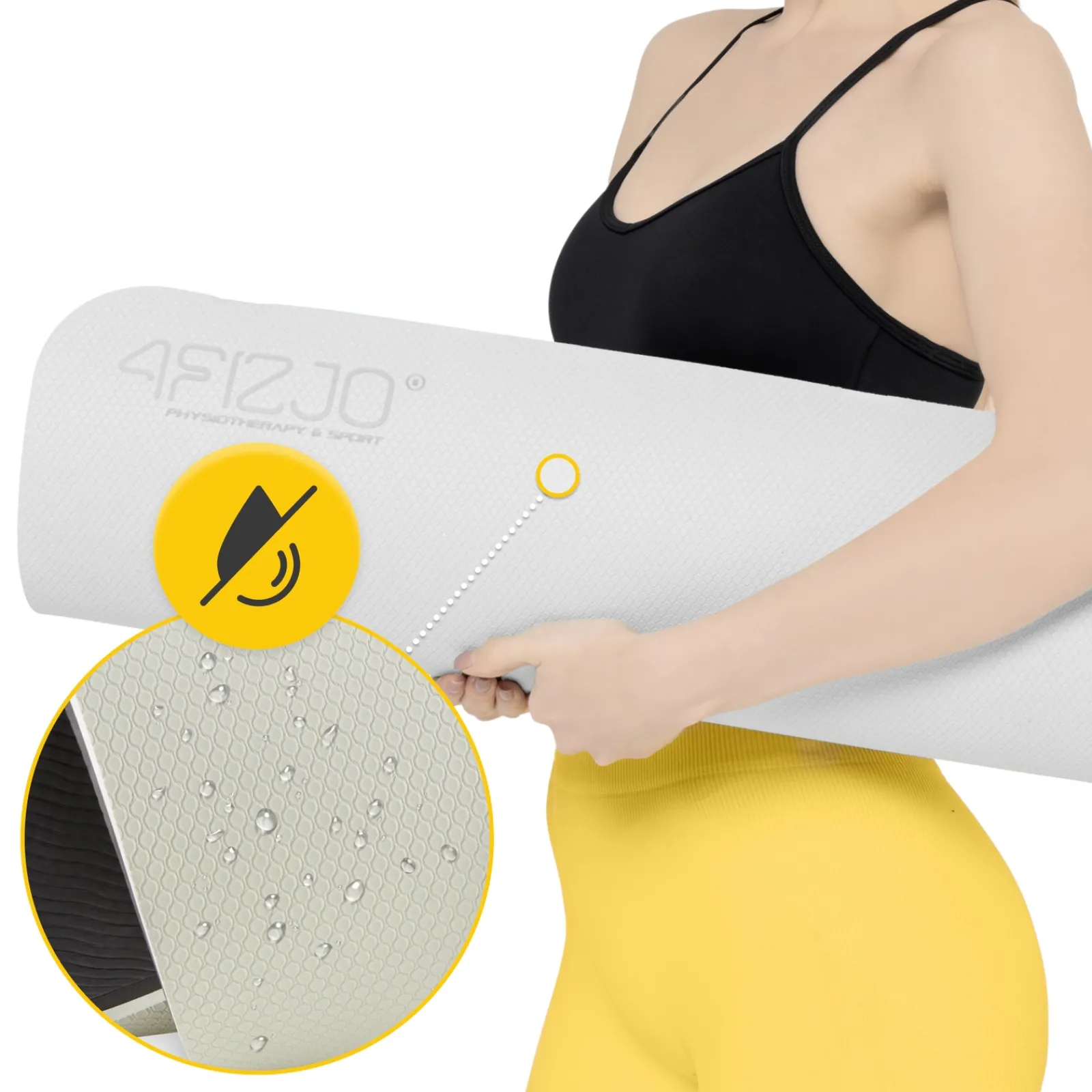 4FIZJO Mata do ćwiczeń i jogi antypoślizgowa TPE 0,6 cm szara Outlet