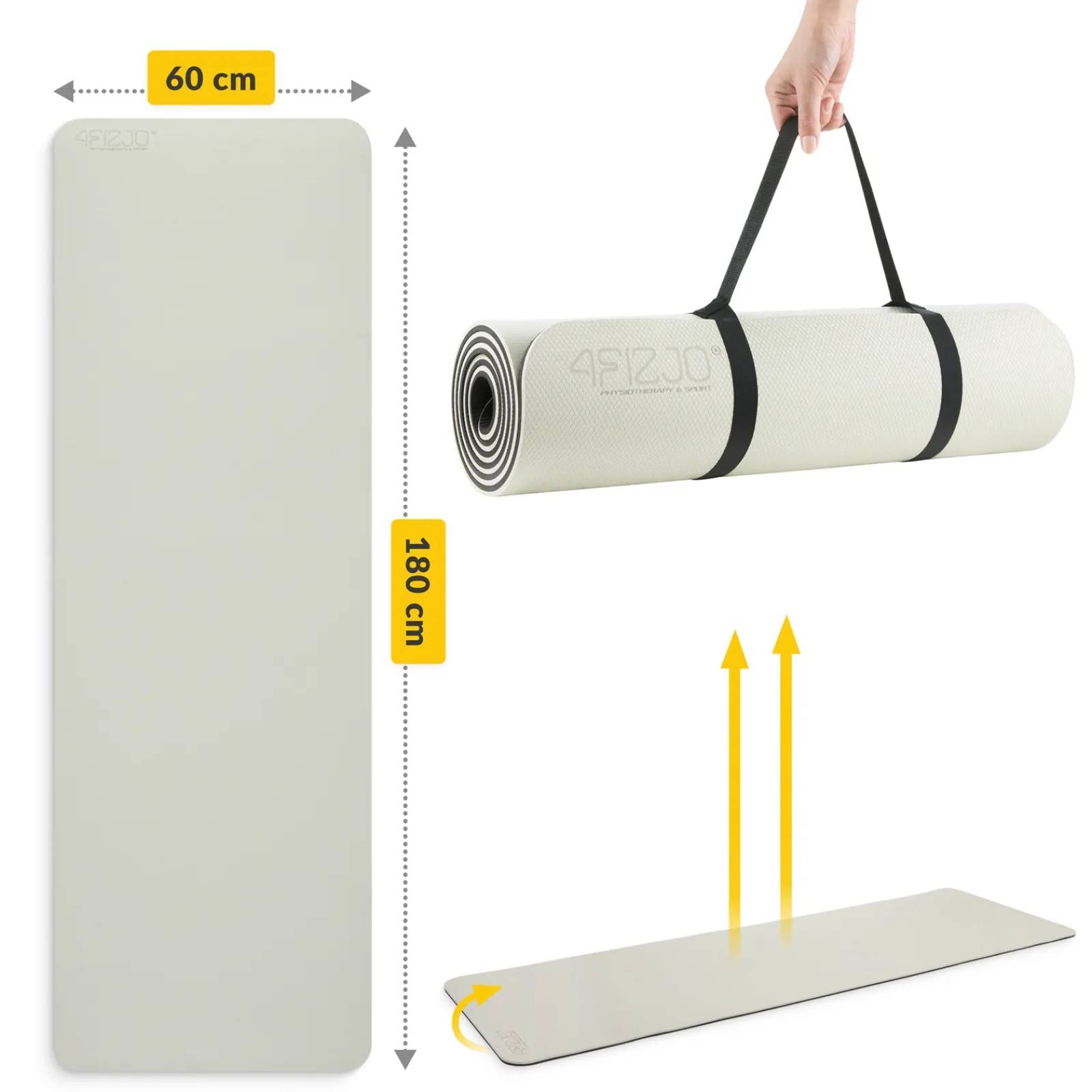 4FIZJO Mata do ćwiczeń i jogi antypoślizgowa TPE 0,6 cm szara Outlet