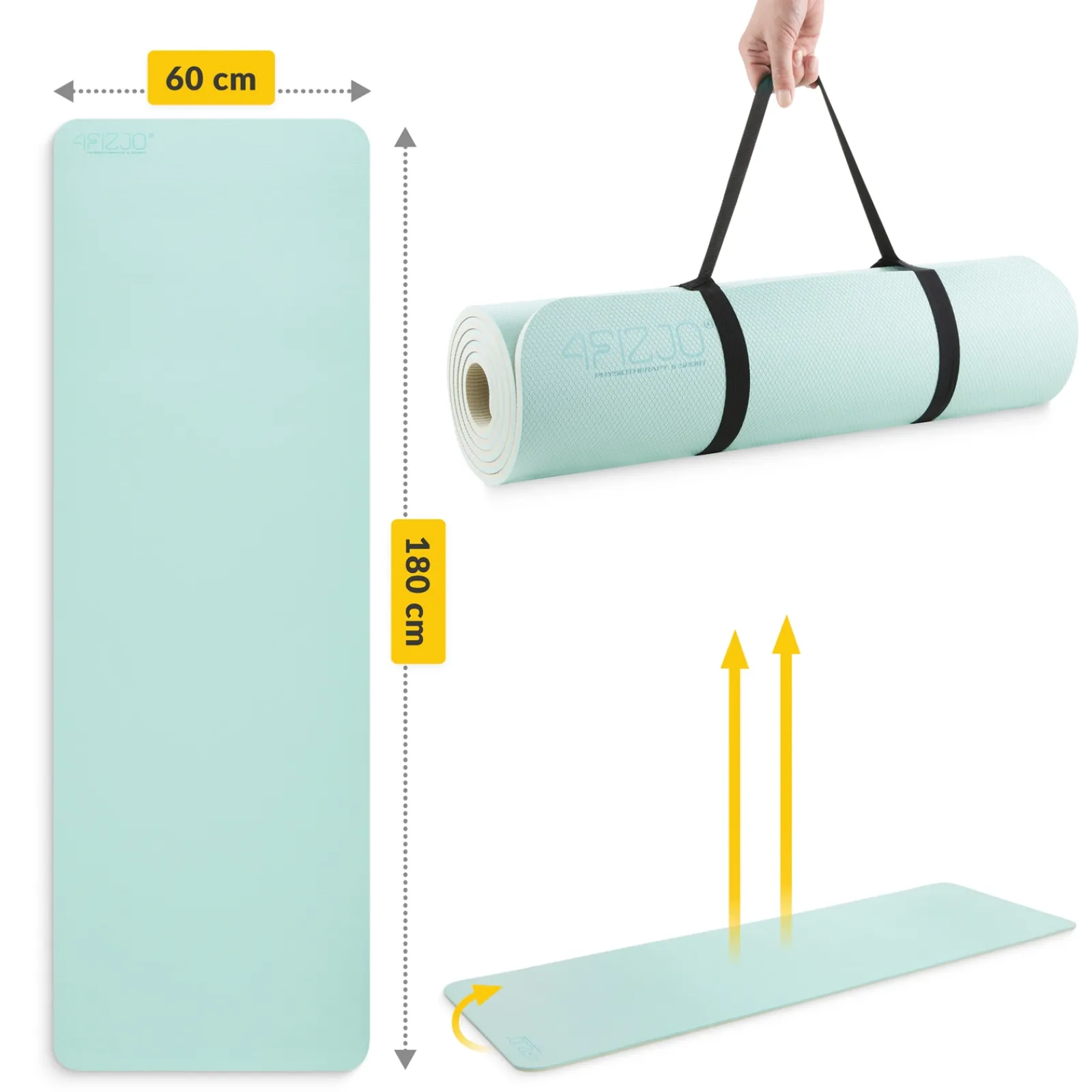 4FIZJO Mata do ćwiczeń i jogi antypoślizgowa TPE 1 cm zielona Discount