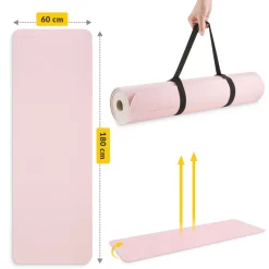 4FIZJO Mata do ćwiczeń i jogi antypoślizgowa TPE 0,6 cm różowa Clearance
