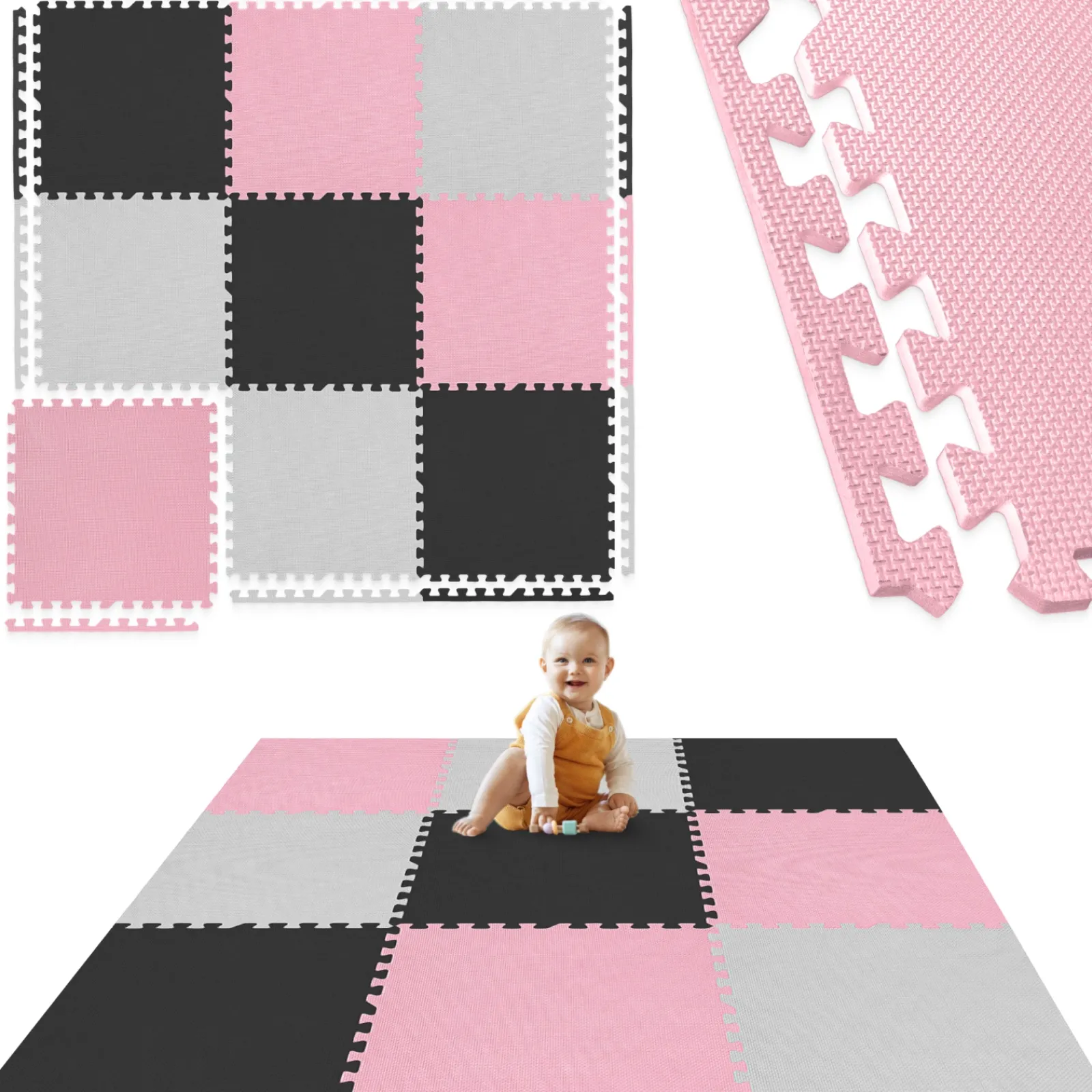 4FIZJO Mata edukacyjna dla dzieci puzzle 180 x 180 cm różowa Hot