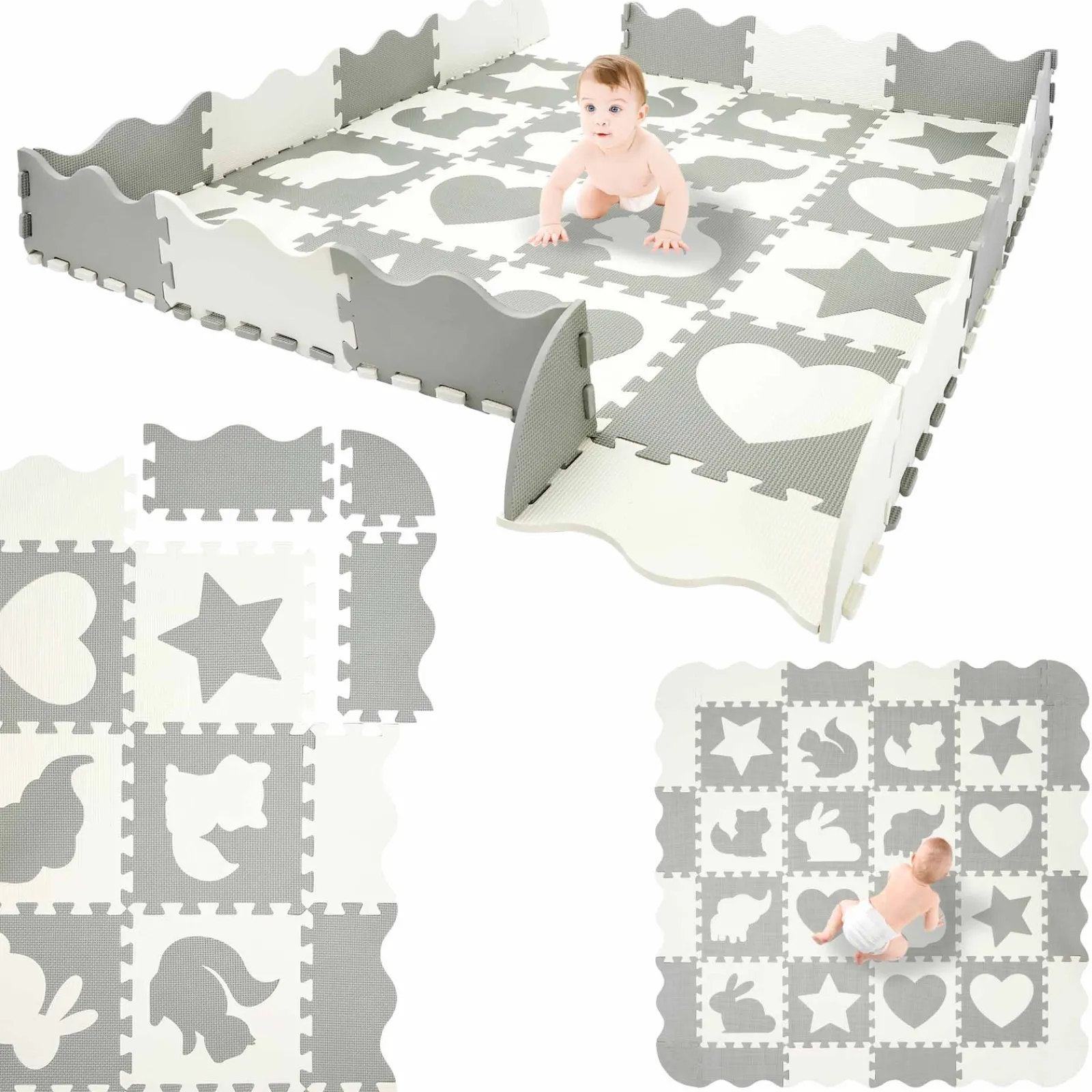 4FIZJO Mata edukacyjna dla dzieci puzzle 150 x 150 cm biała