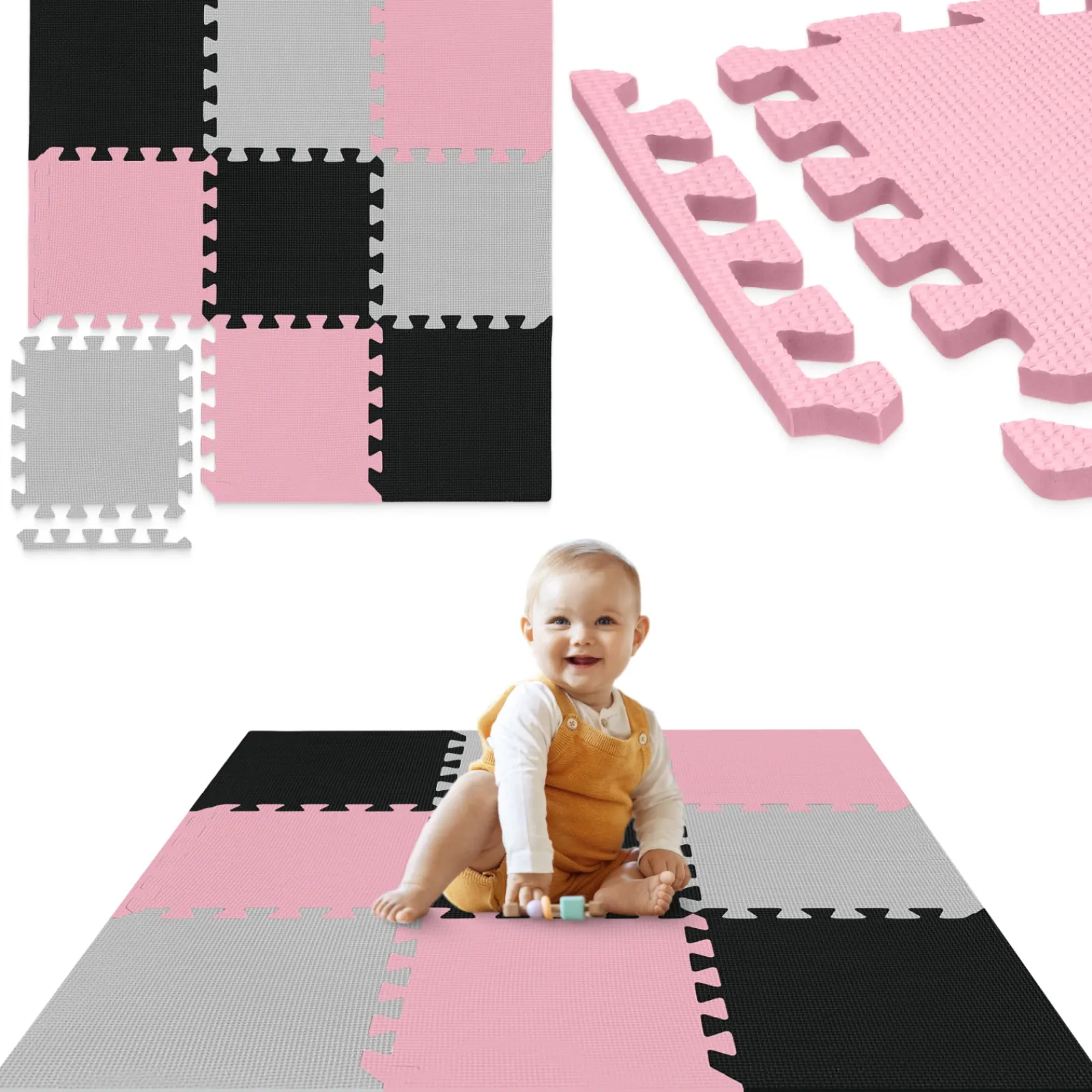 4FIZJO Mata edukacyjna dla dzieci puzzle 90 x 90 cm różowa Clearance