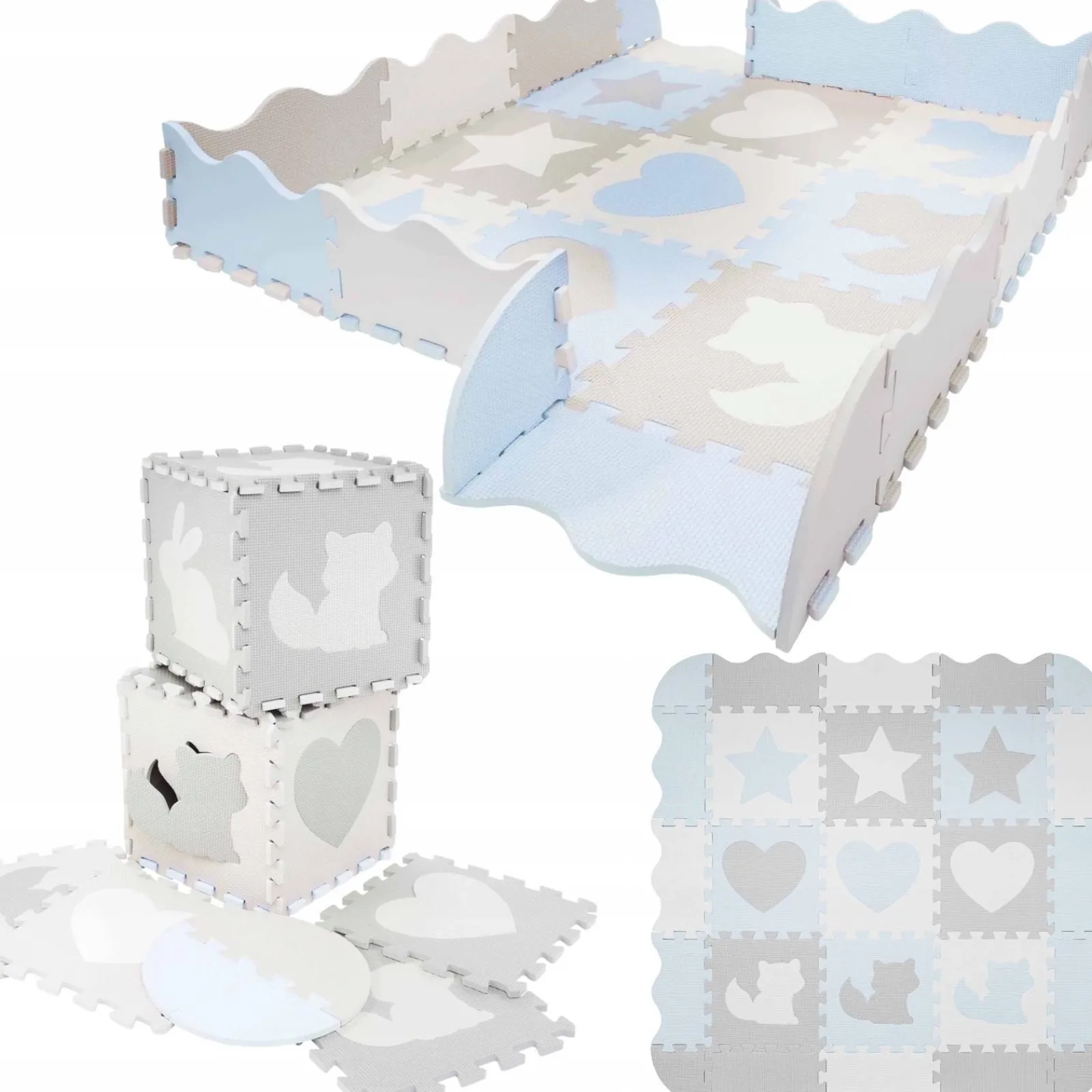 4FIZJO Mata edukacyjna dla dzieci puzzle 120 x 120 cm błękitna Sale