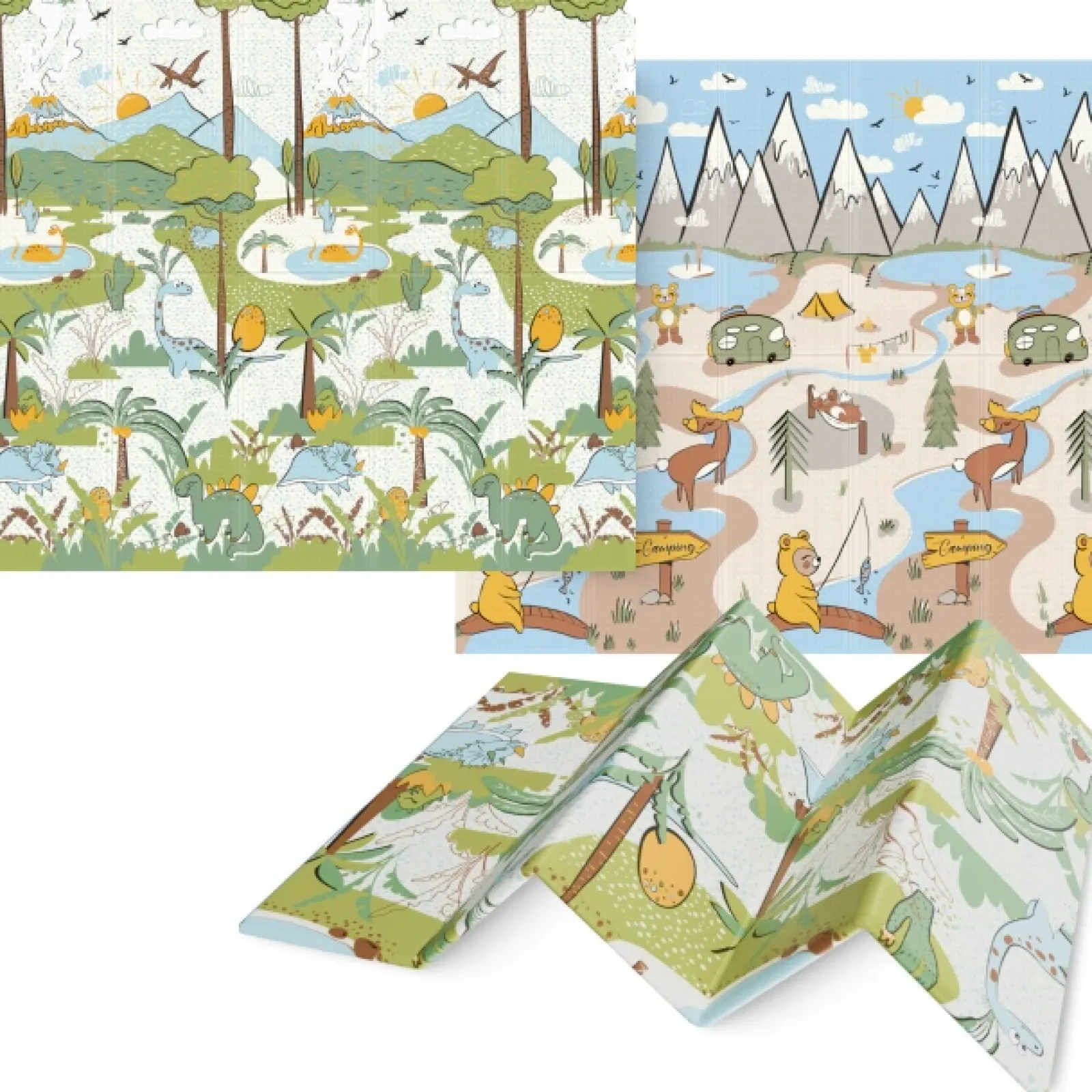 4FIZJO Mata edukacyjna dla niemowląt Dżungla i Camping 200 x 180 cm Clearance