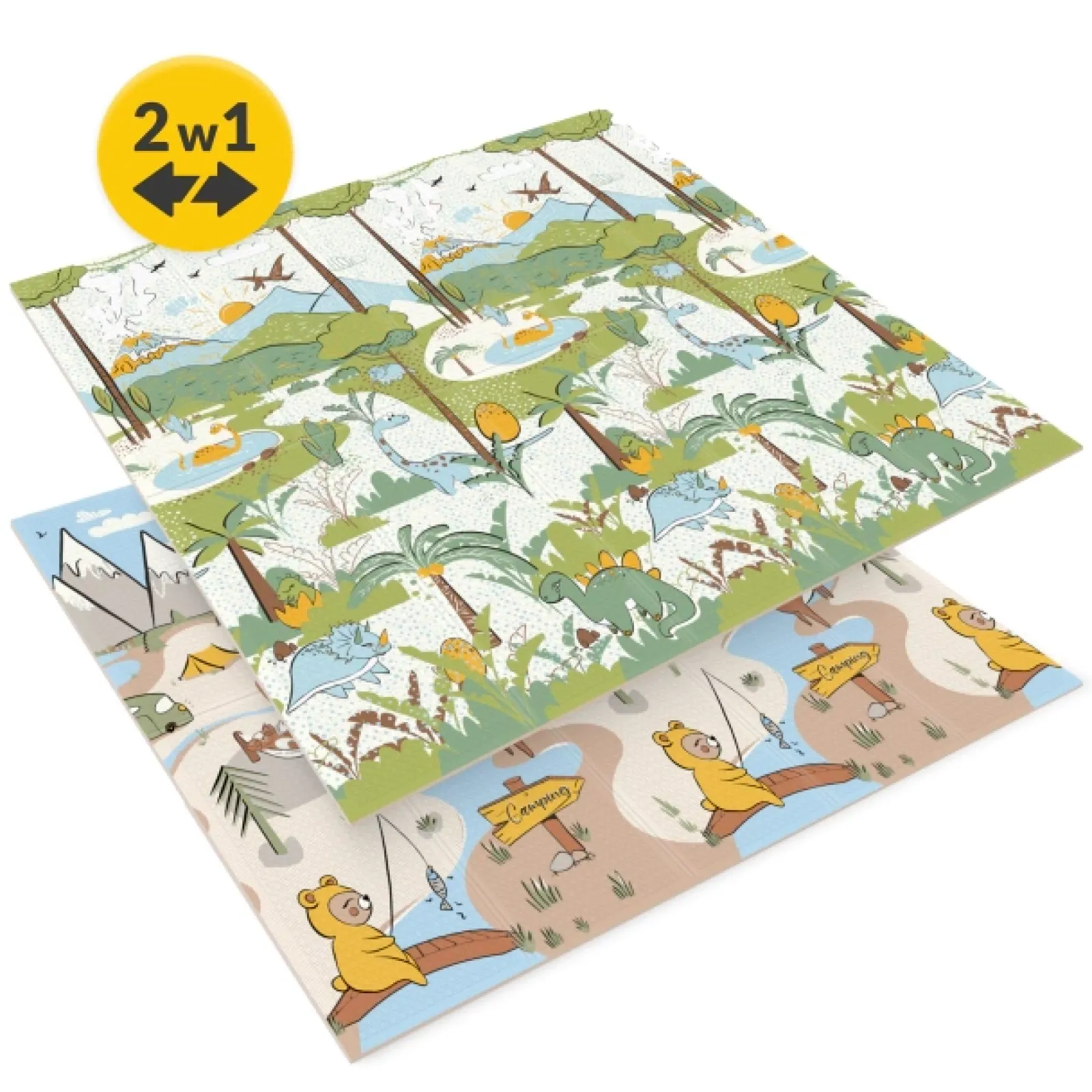 4FIZJO Mata edukacyjna dla niemowląt Dżungla i Camping 200 x 180 cm Clearance