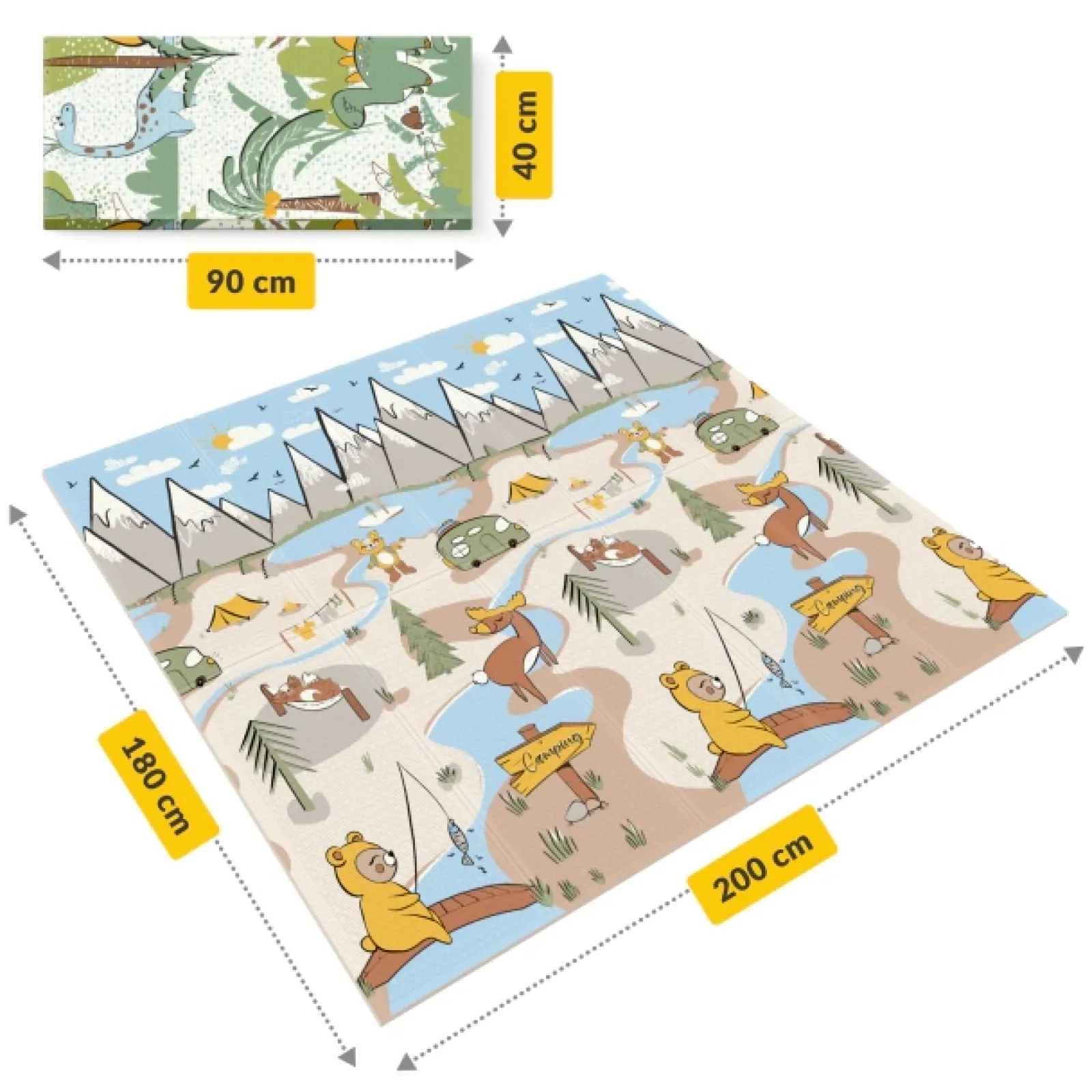 4FIZJO Mata edukacyjna dla niemowląt Dżungla i Camping 200 x 180 cm Clearance