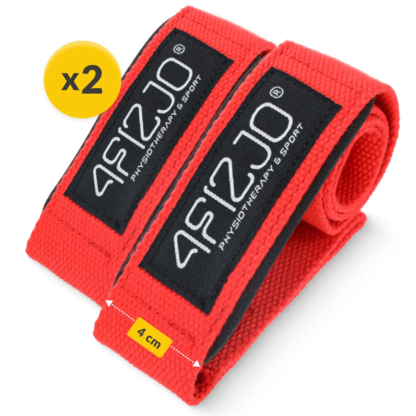4FIZJO Paski treningowe do martwego ciągu Deadlift Straps czerwone Best