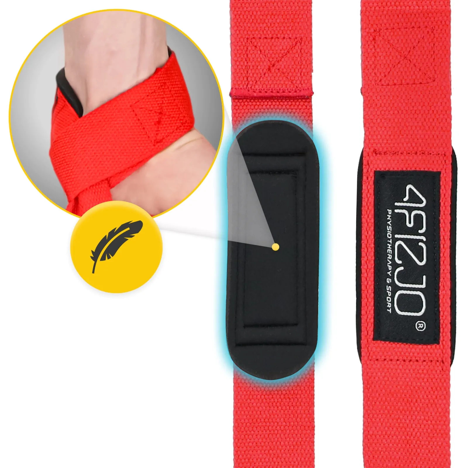 4FIZJO Paski treningowe do martwego ciągu Deadlift Straps czerwone Best