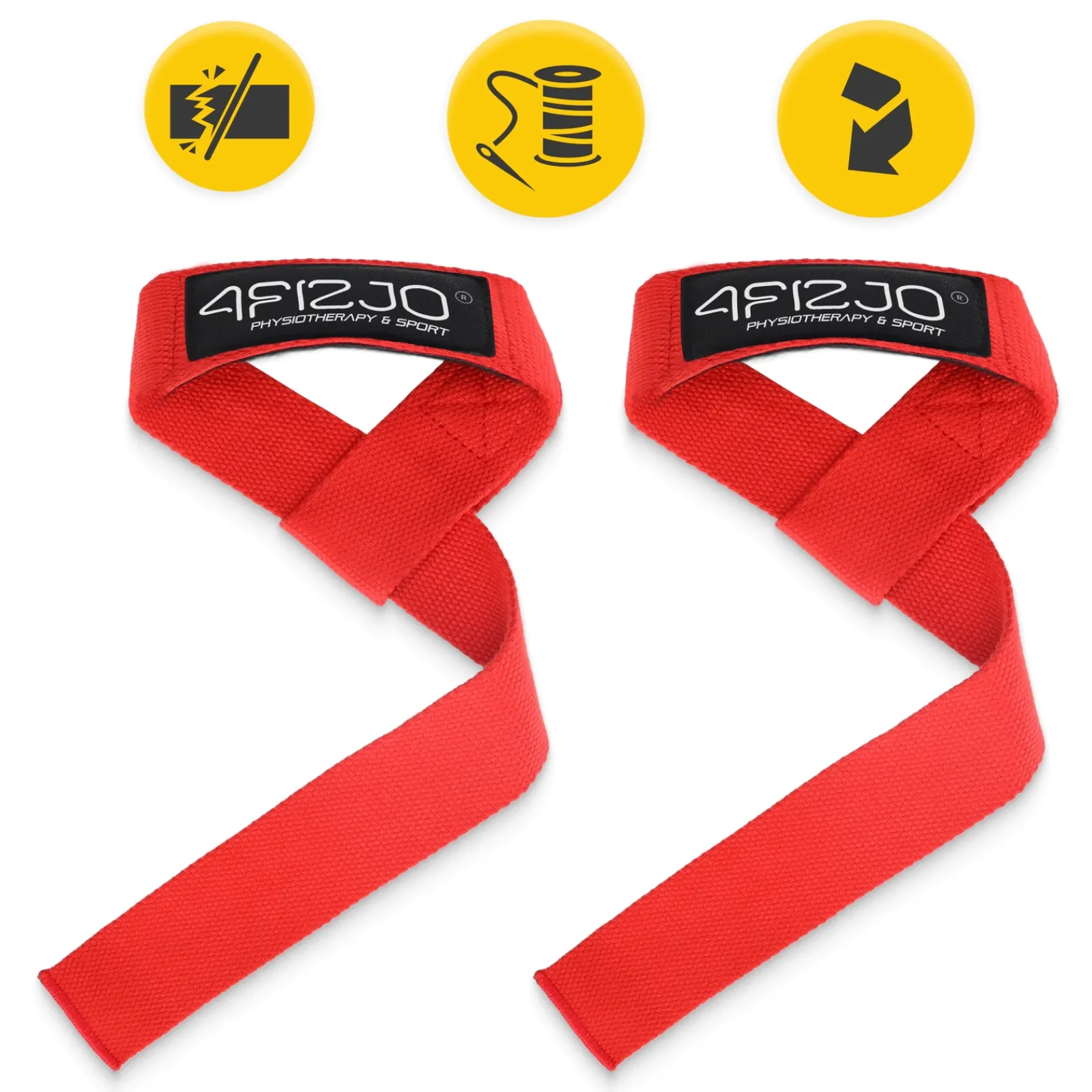 4FIZJO Paski treningowe do martwego ciągu Deadlift Straps czerwone Best