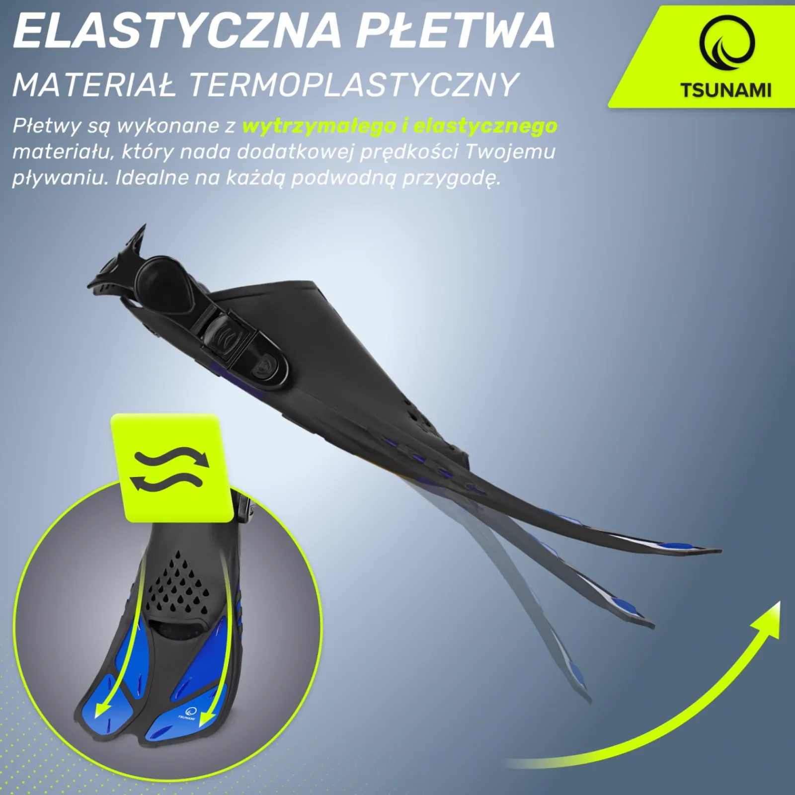 4FIZJO Płetwy do pływania TSUNAMI L/XL granatowe Niebieski / Czarny Discount