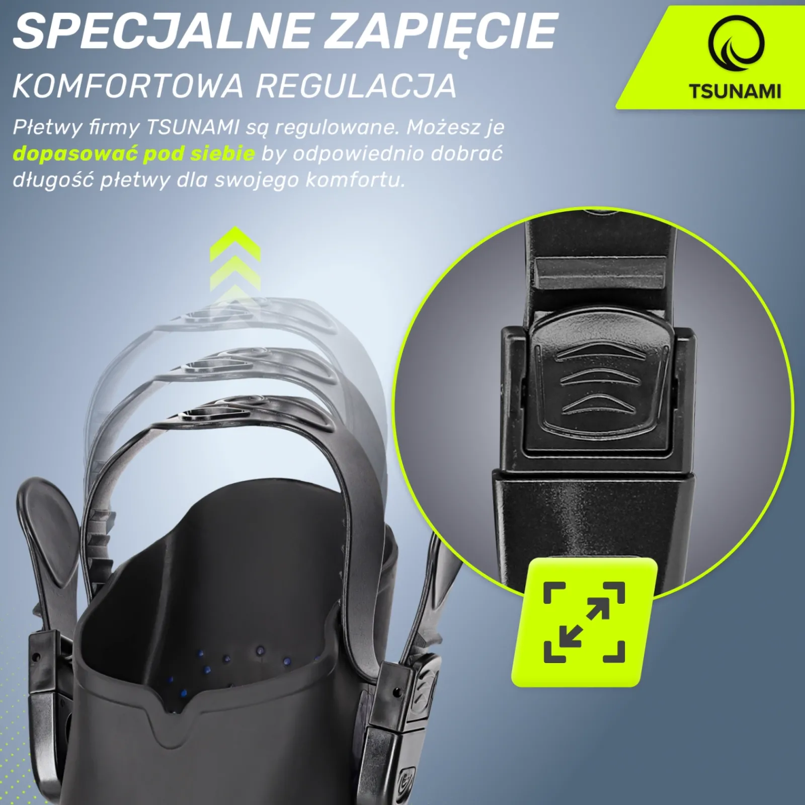 4FIZJO Płetwy do pływania TSUNAMI L/XL granatowe Niebieski / Czarny Discount