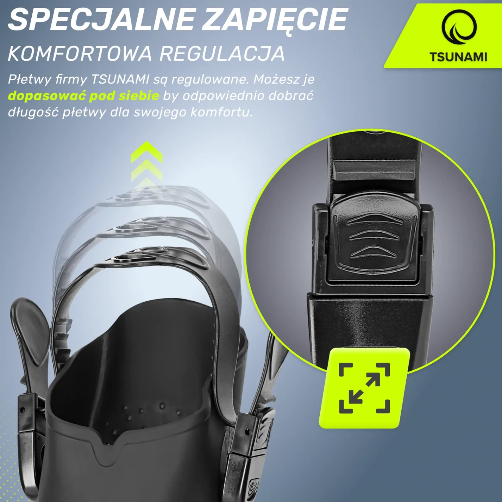 4FIZJO Płetwy do pływania TSUNAMI S/M szare Czarny / Szary Outlet
