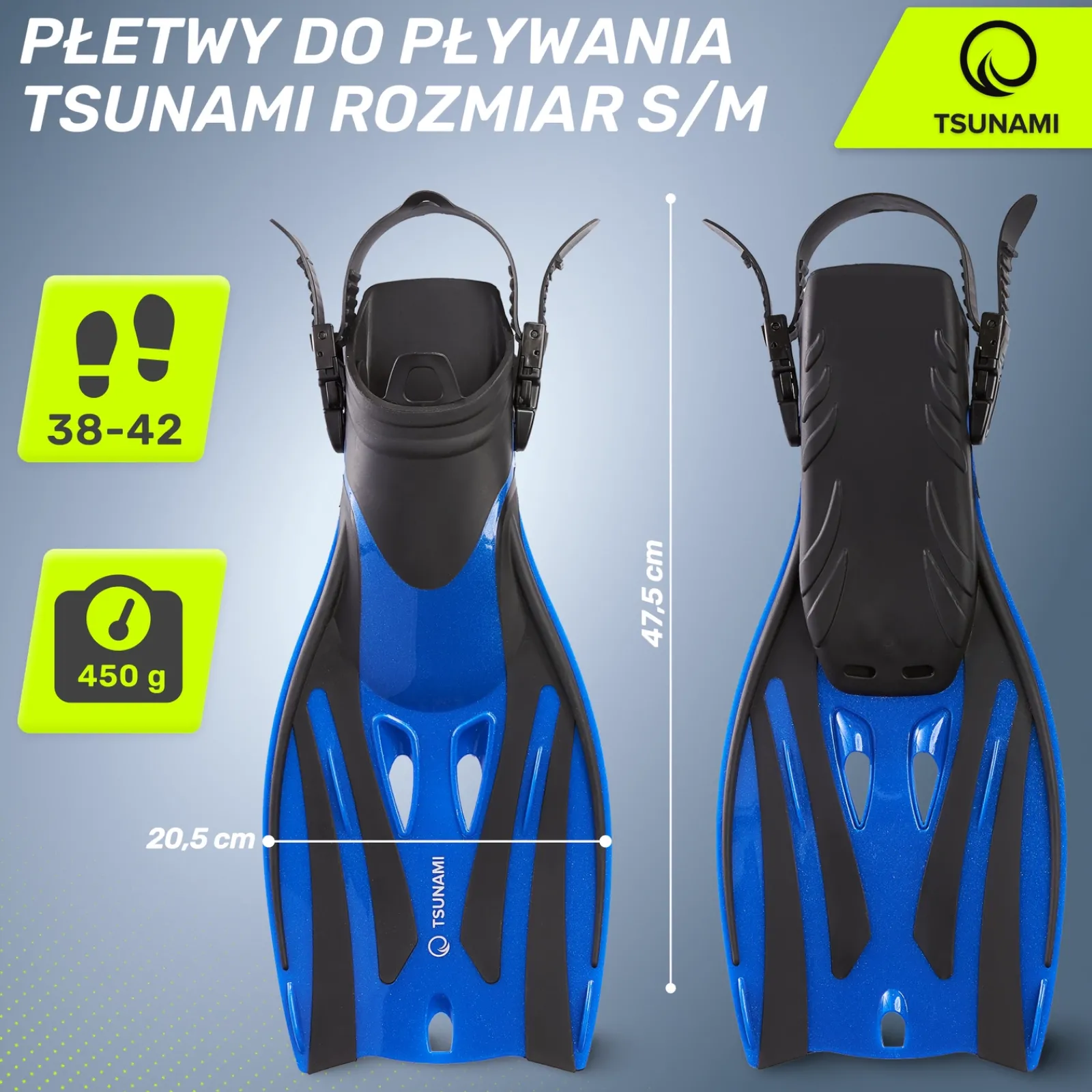 4FIZJO Płetwy do pływania TSUNAMI S/M niebieskie Discount