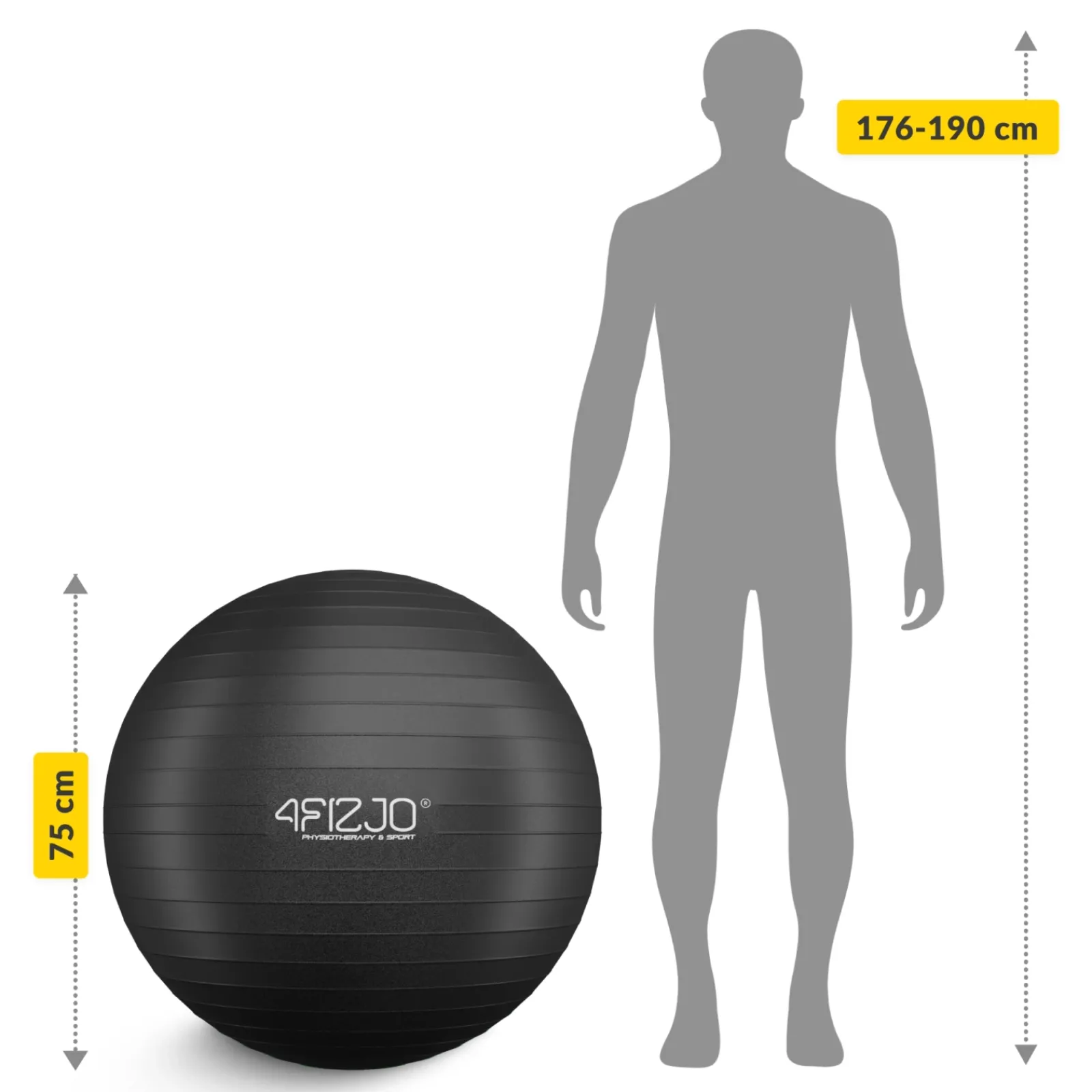 4FIZJO Piłka gimnastyczna dmuchana 85 cm czarna Hot