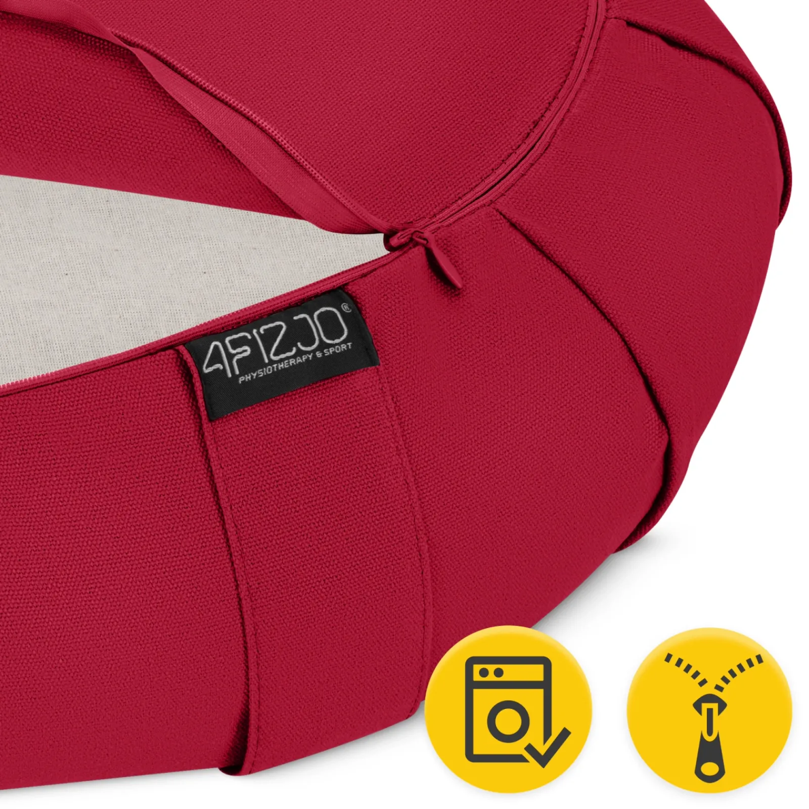 4FIZJO Poduszka do medytacji ZAFU półksiężyc czerwona Outlet