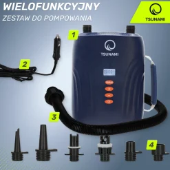 4FIZJO Pompka elektryczna do deski SUP TSUNAMI samochodowa New