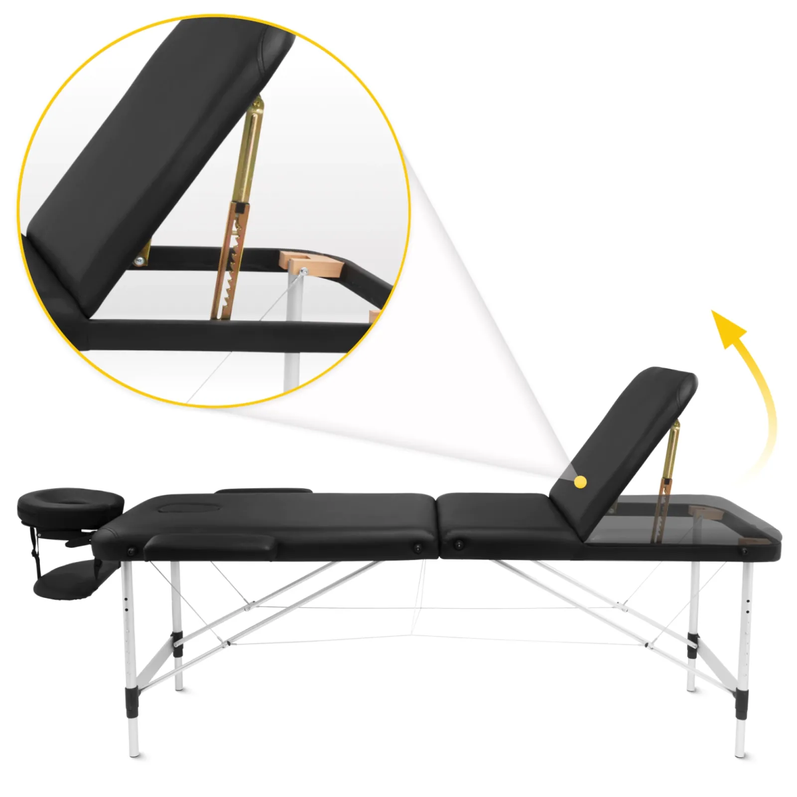 4FIZJO Stół do masażu aluminiowy z regulacją blatu 60 cm czarny