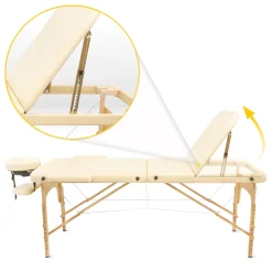 4FIZJO Stół do masażu drewniany z regulacją blatu 60 cm beżowy Hot