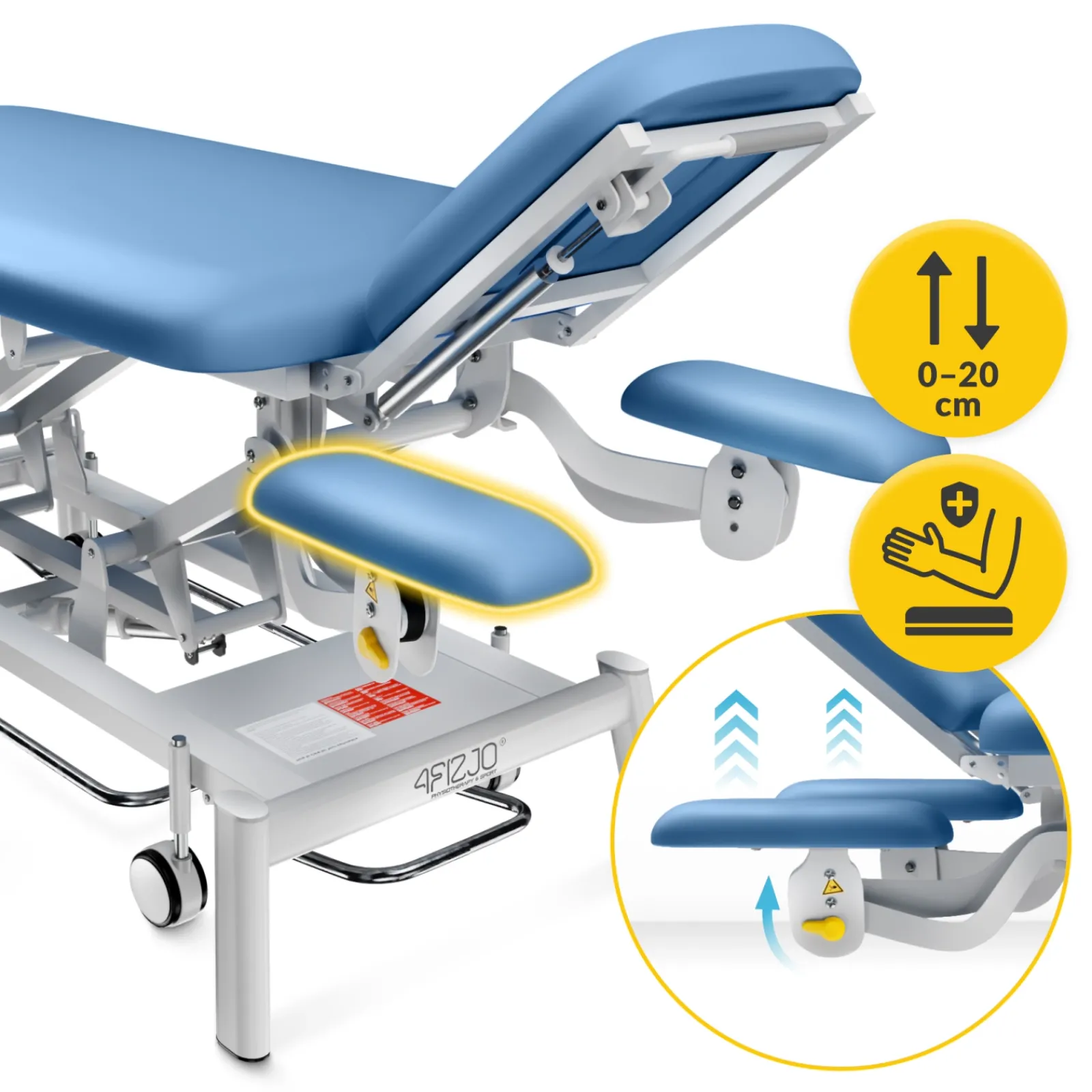 4FIZJO Stół do masażu i rehabilitacji elektryczny PURE+ Niebieski New