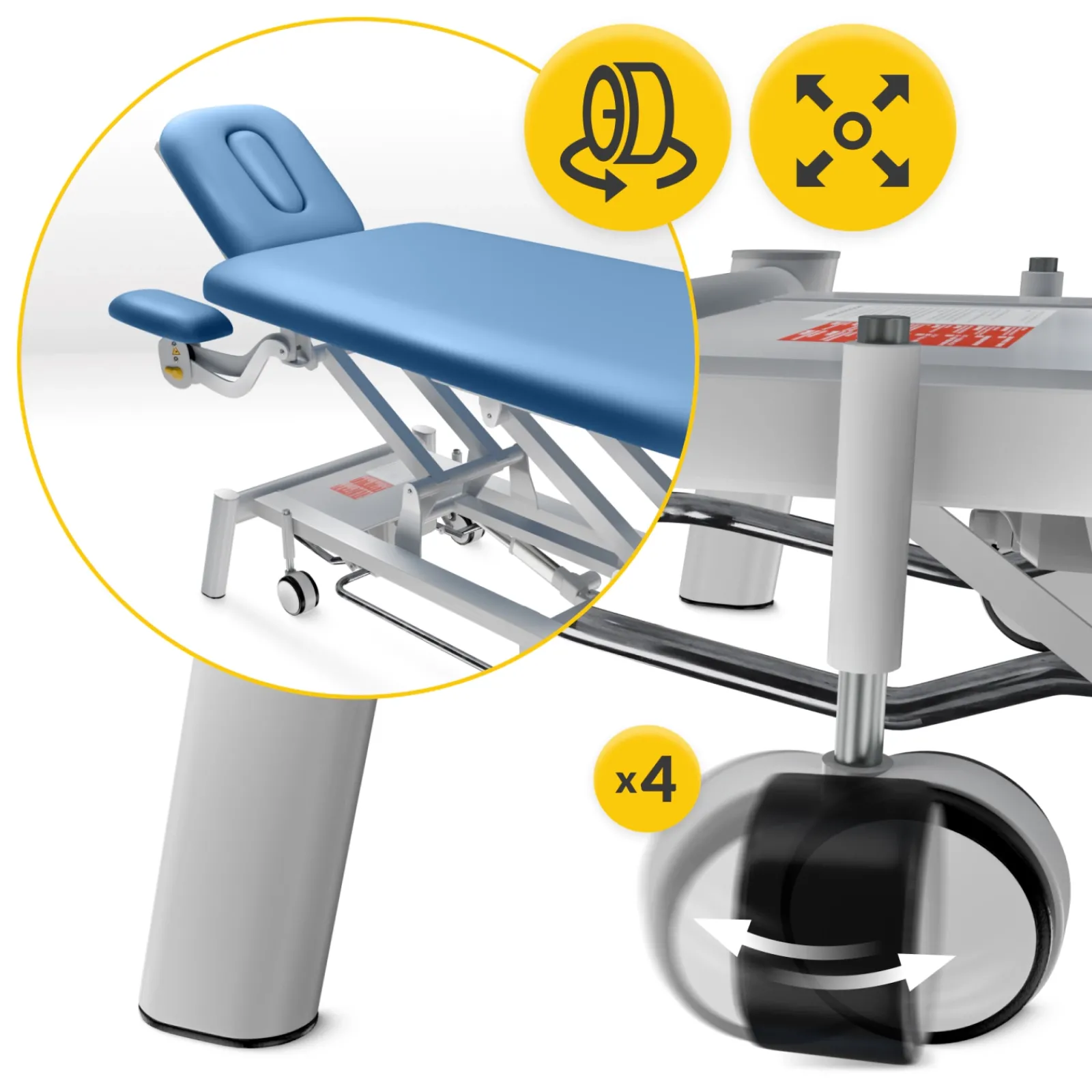 4FIZJO Stół do masażu i rehabilitacji elektryczny PURE+ Niebieski New