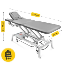 4FIZJO Stół do masażu i rehabilitacji elektryczny ERGO Szary Hot