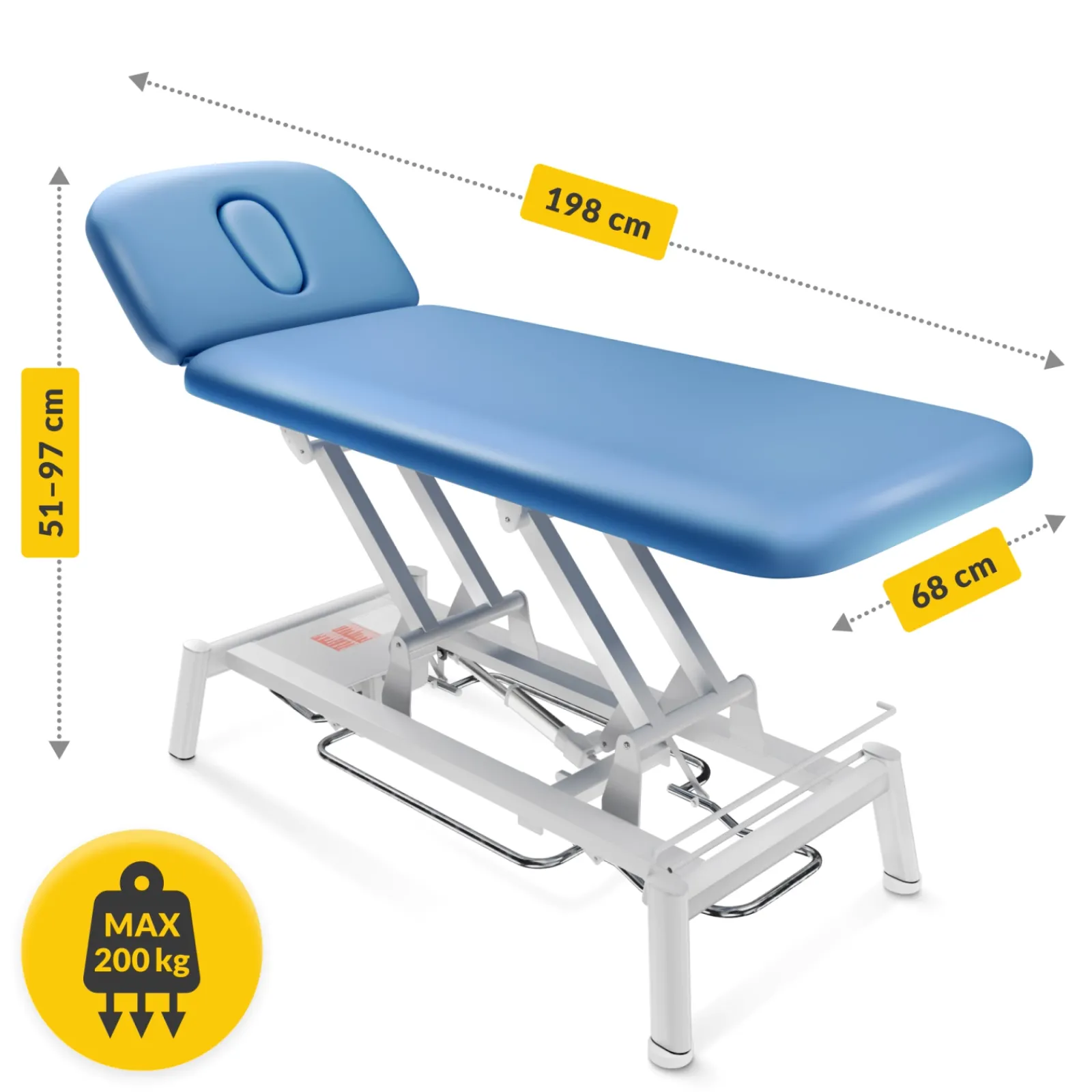 4FIZJO Stół do masażu i rehabilitacji elektryczny PURE Niebieski Sale