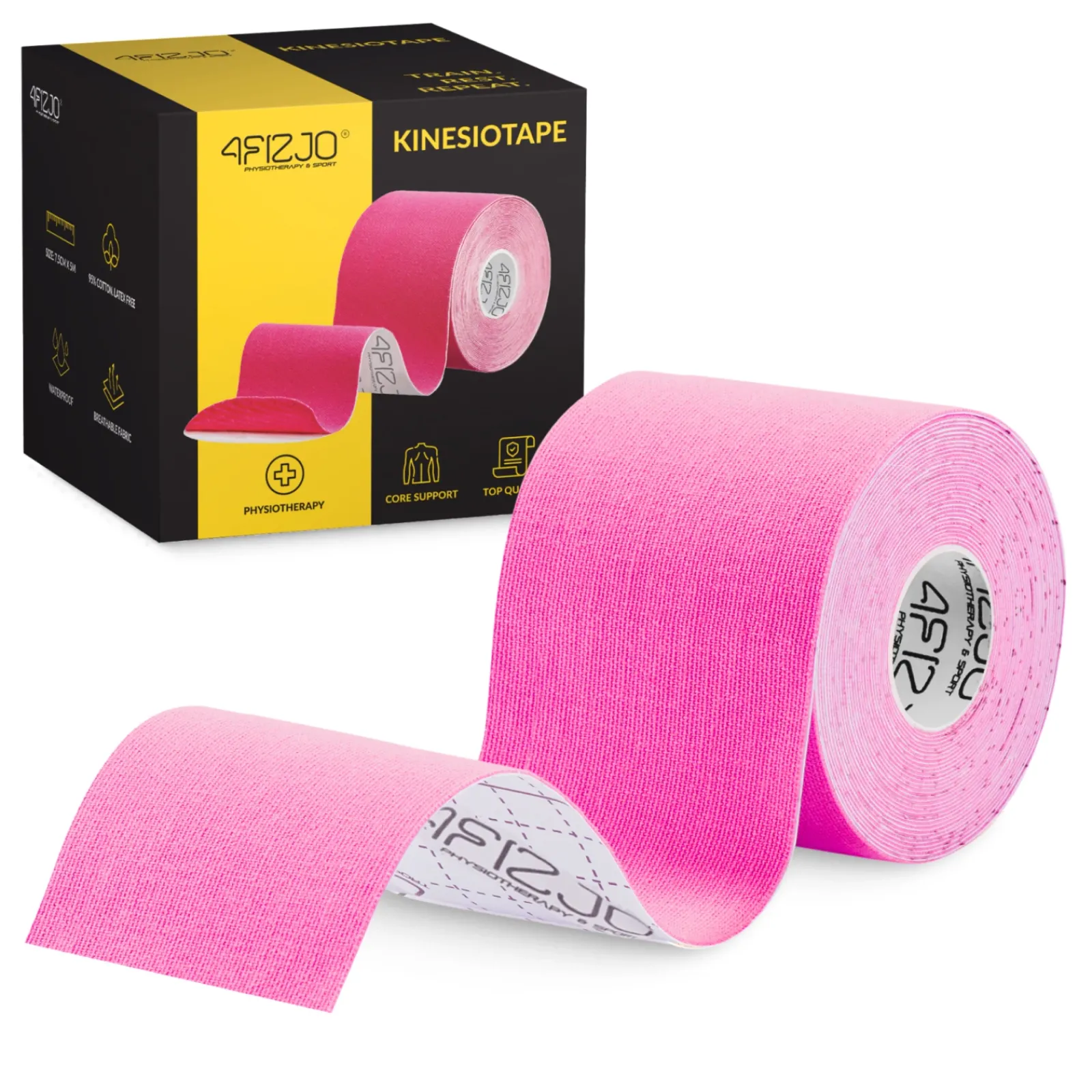 4FIZJO Taśma do kinesiotapingu 7,5 cm x 5 m Różowy Discount