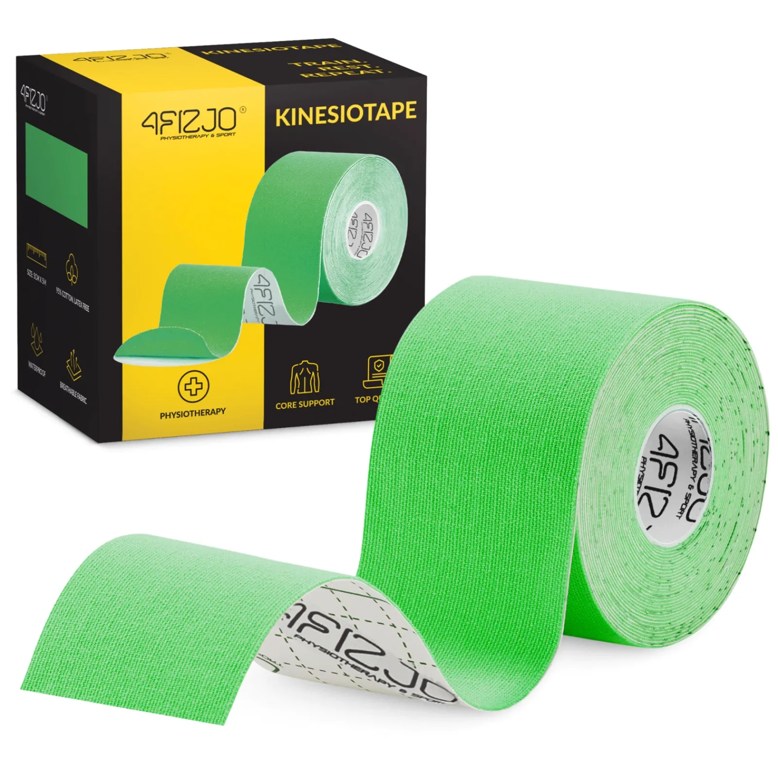 4FIZJO Taśma do kinesiotapingu 5 cm x 5 m Zielony Sale