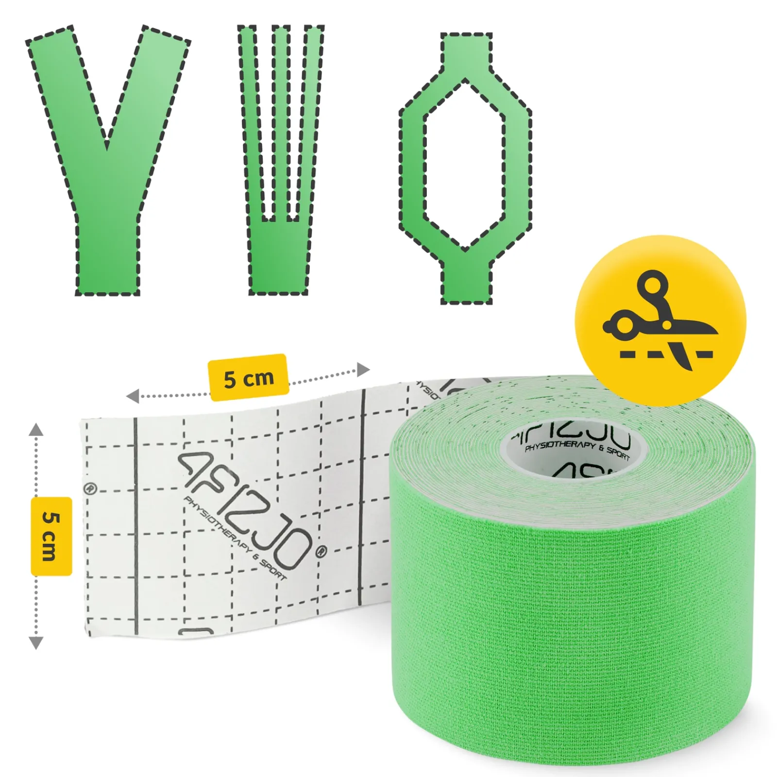 4FIZJO Taśma do kinesiotapingu 5 cm x 5 m Zielony Sale
