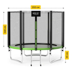 4FIZJO Trampolina ogrodowa dla dzieci CLASSIC 252cm 8FT Zielony / Czarny Best