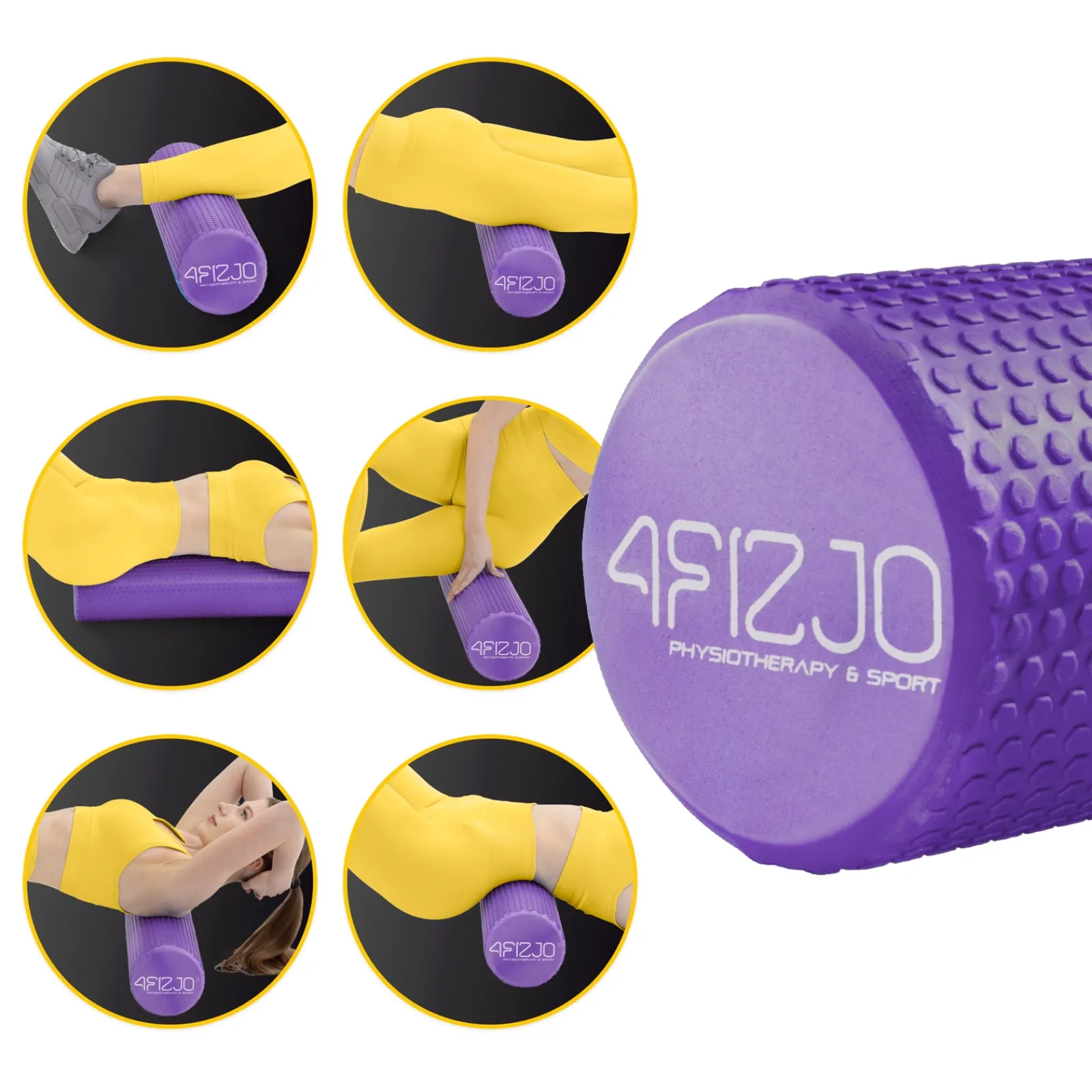 4FIZJO Wałek do masażu z wypustkami CARE+ 45 cm fioletowy New