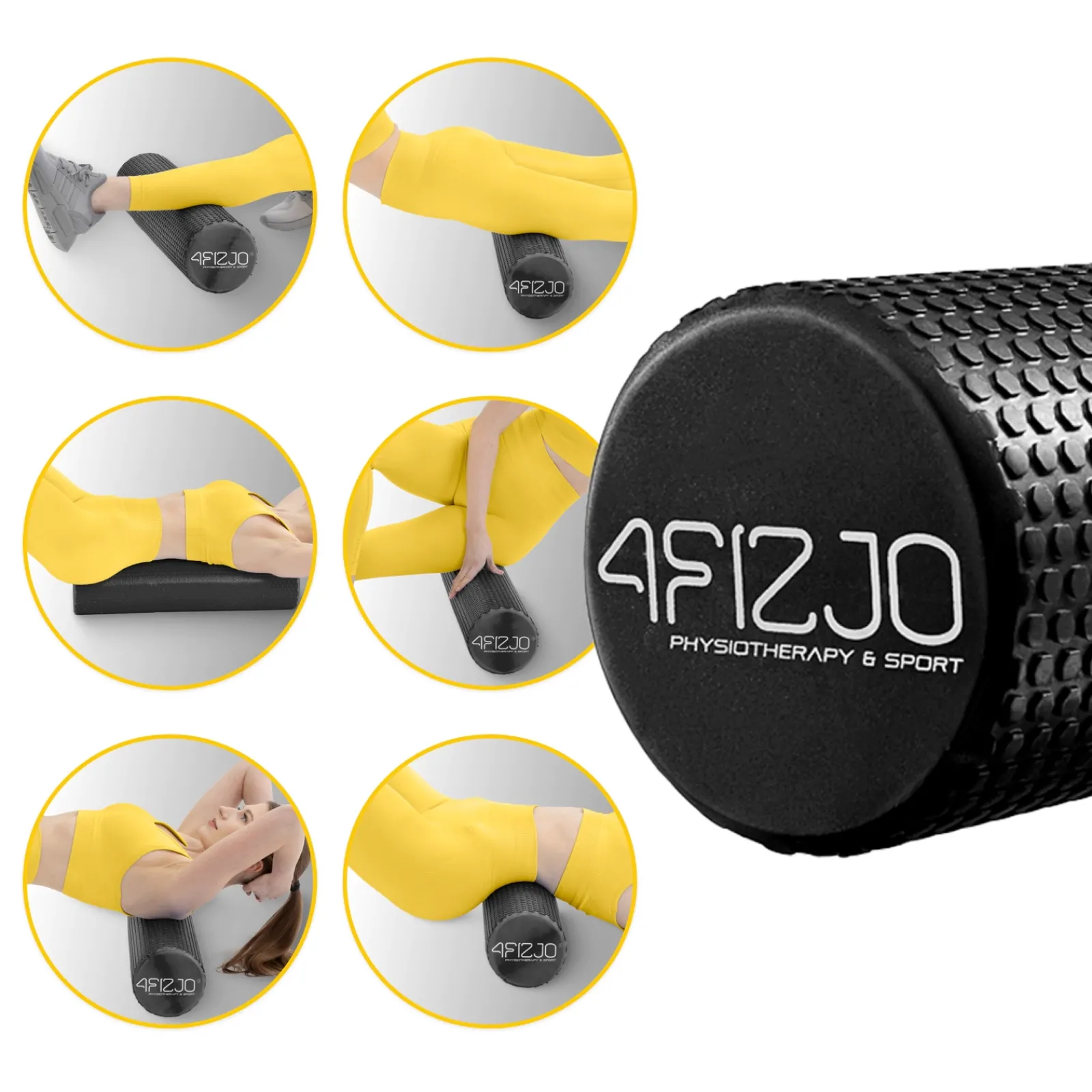 4FIZJO Wałek do masażu z wypustkami CARE+ 45 cm czarny Clearance
