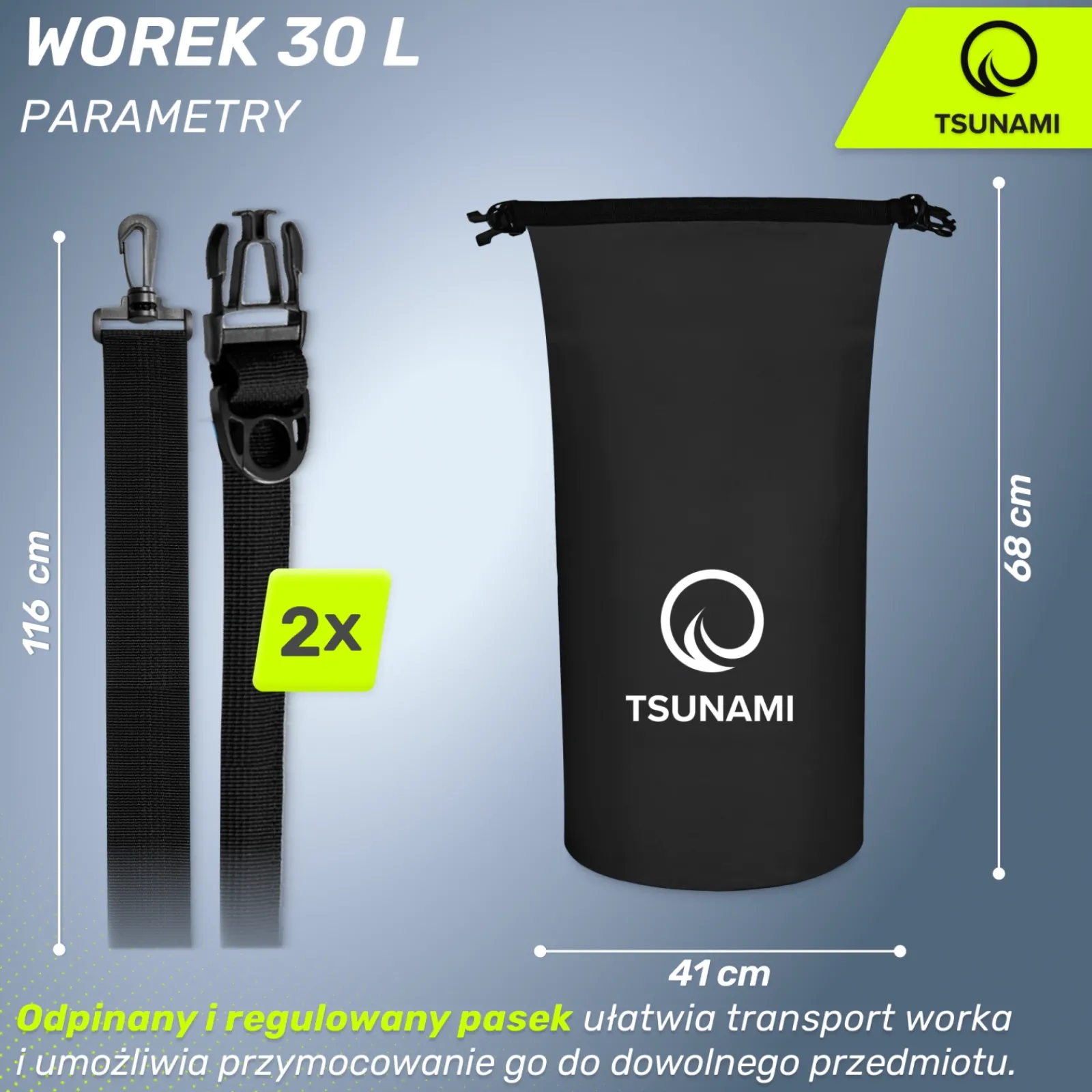 4FIZJO Worek wodoodporny 30 litrów TSUNAMI czarny Discount