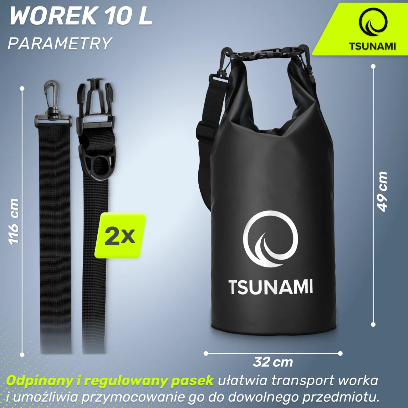 4FIZJO Worek wodoodporny 10 litrów TSUNAMI czarny Best