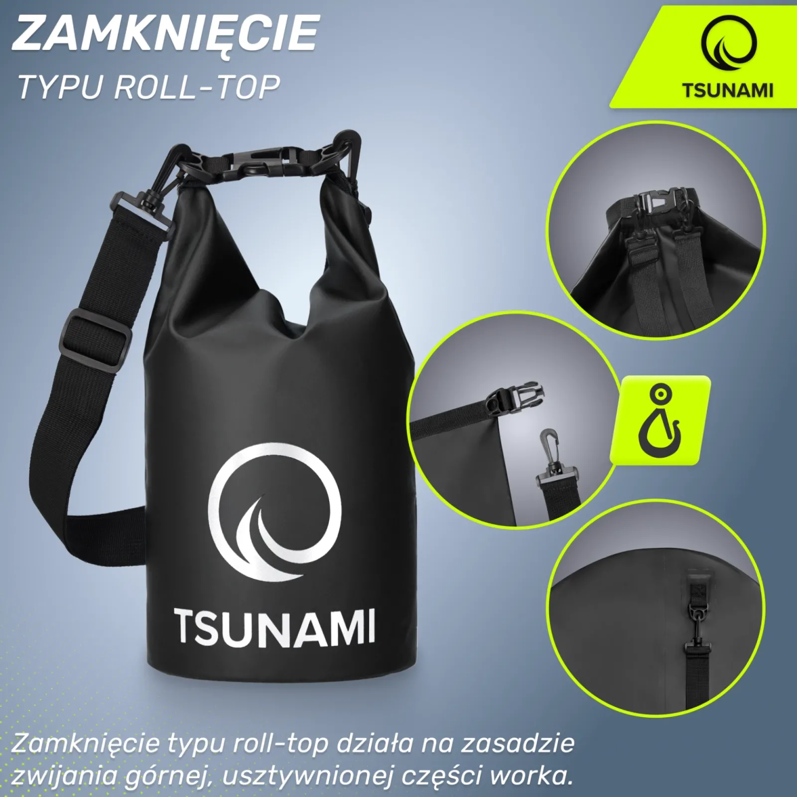 4FIZJO Worek wodoodporny 5 litrów TSUNAMI czarny Best