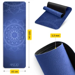 4FIZJO Zamszowa mata do jogi i ćwiczeń 1,5 mm niebieska Best