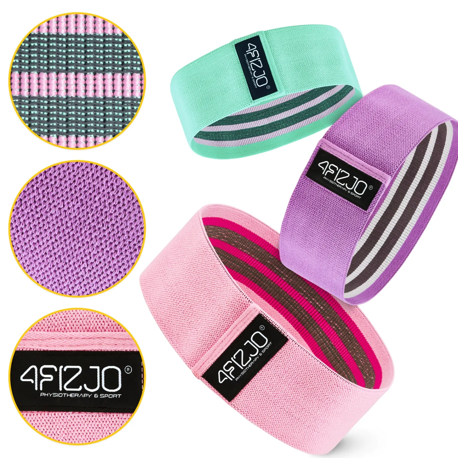 4FIZJO Zestaw 3 gum materiałowych do ćwiczeń HIP BAND