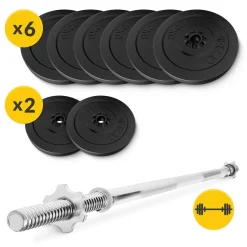 4FIZJO Zestaw kulturystyczny bitumiczny 70 kg + gryf prosty 180 cm Outlet