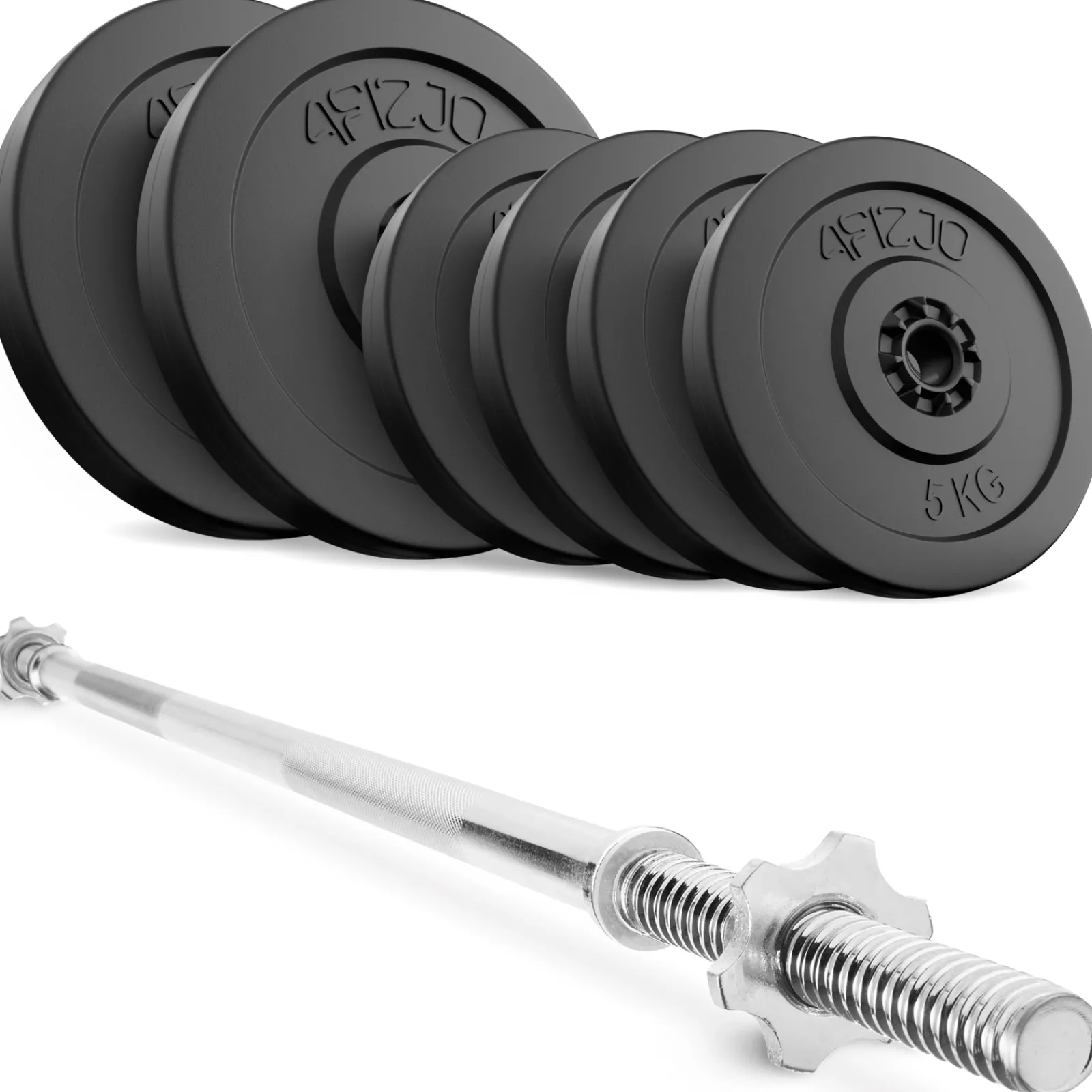 4FIZJO Zestaw kulturystyczny bitumiczny 40 kg + gryf prosty 150 cm Outlet